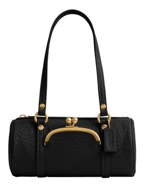 New Coach Kisslock Barrel Shoulder Bag 28 with Black and Gold